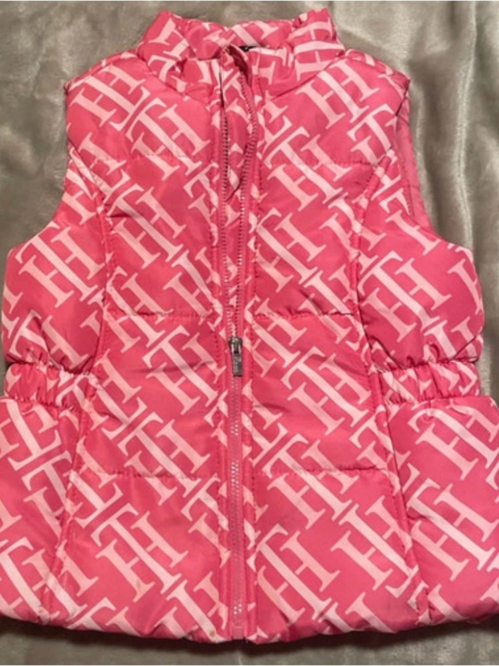 Tommy Hilfiger Pink Monogram Quilted Puffer Vest